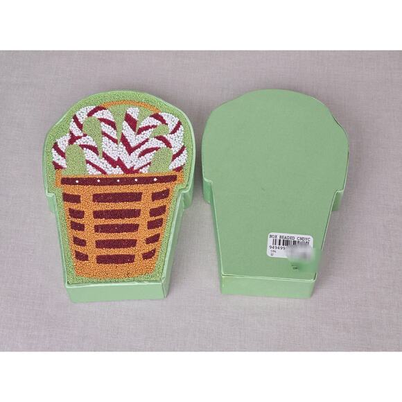 Longaberger Peppermint Stripe Basket Beaded Box ~ Decorative Keepsake Box - Picture 5 of 6